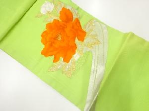 絽紗流水に牡丹模様織出し名古屋帯